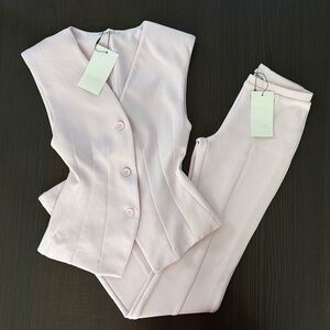 Zara Pale Pink Sleeveless Tailored Vest and Pants Set